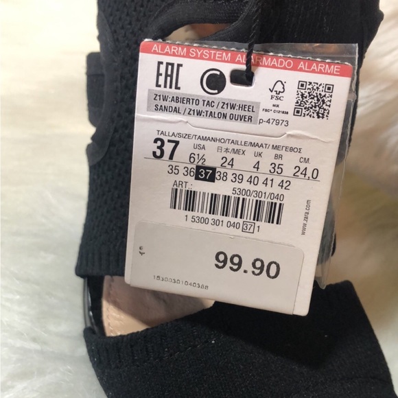 Zara Black Stretch Sandals with Wrap Ankle Strap size 6.5 - Picture 11 of 12